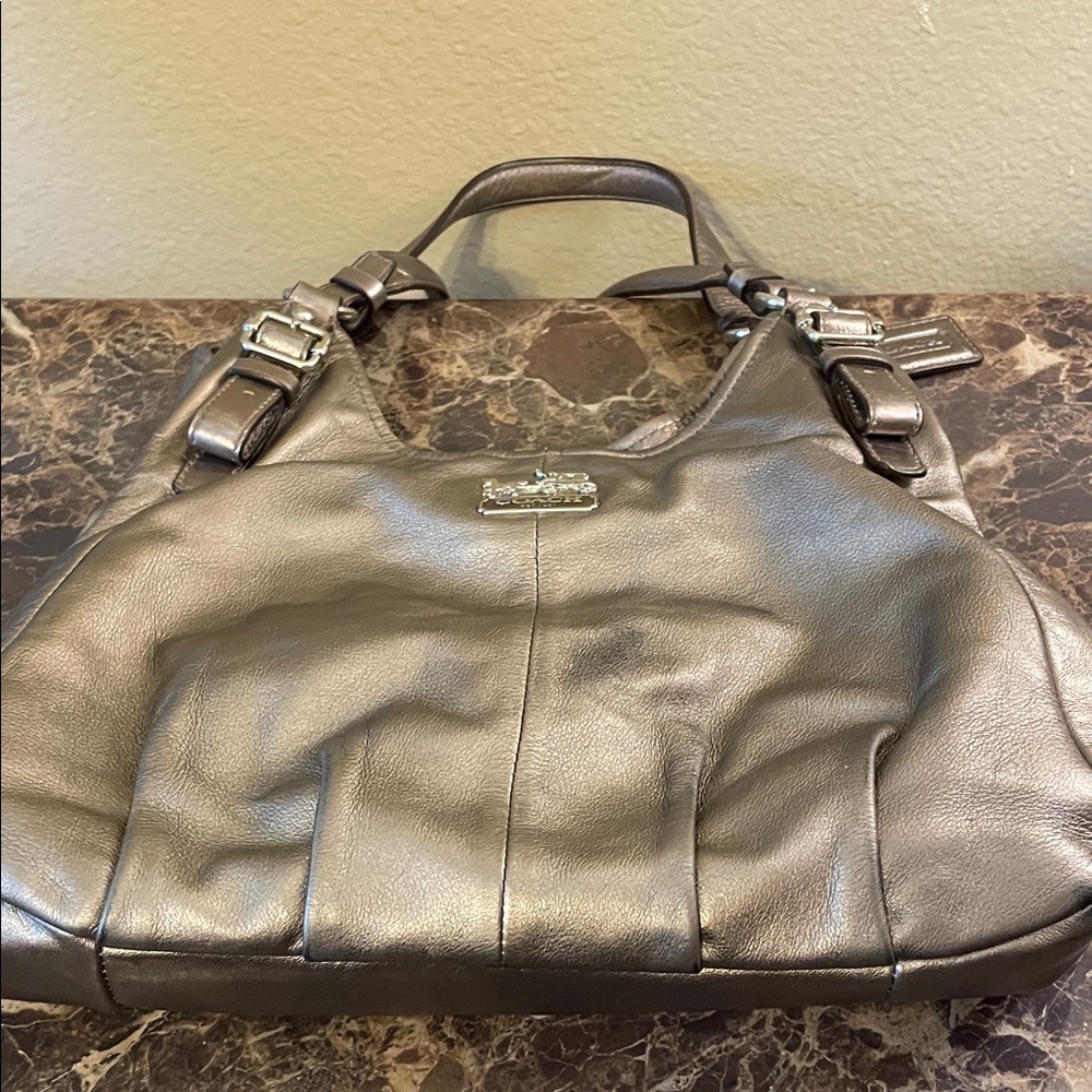 Vintage Coach Madison Metallic Silver Shoulder Bag